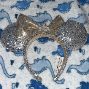 Metallic Silver Gold Castle Cinderella Castle sequin minnie ear headband